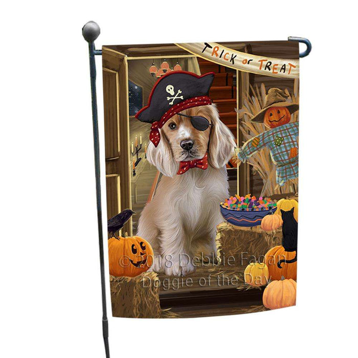 Enter at Own Risk Trick or Treat Halloween Cocker Spaniel Dog Garden Flag GFLG53158