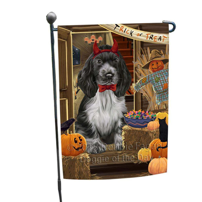 Enter at Own Risk Trick or Treat Halloween Cocker Spaniel Dog Garden Flag GFLG53159