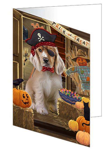 Enter at Own Risk Trick or Treat Halloween Cocker Spaniel Dog Handmade Artwork Assorted Pets Greeting Cards and Note Cards with Envelopes for All Occasions and Holiday Seasons GCD63317