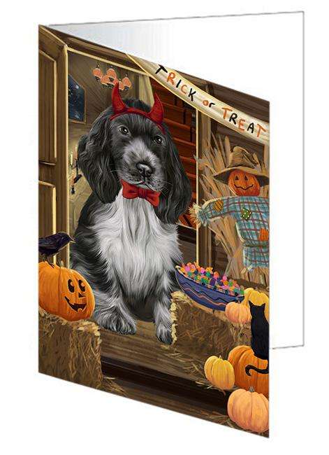 Enter at Own Risk Trick or Treat Halloween Cocker Spaniel Dog Handmade Artwork Assorted Pets Greeting Cards and Note Cards with Envelopes for All Occasions and Holiday Seasons GCD63320