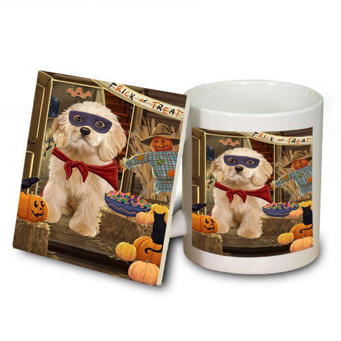 Enter at Own Risk Trick or Treat Halloween Cocker Spaniel Dog Mug and Coaster Set MUC53087