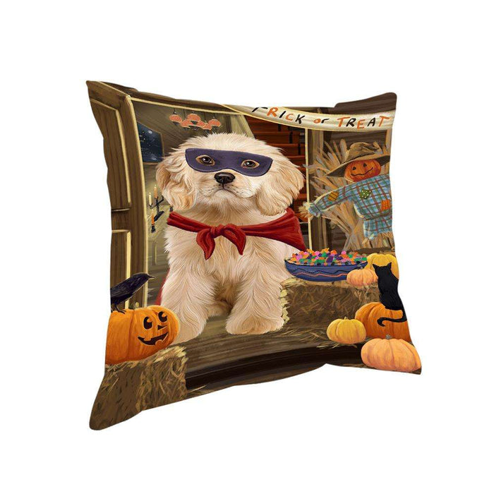Enter at Own Risk Trick or Treat Halloween Cocker Spaniel Dog Pillow PIL68888