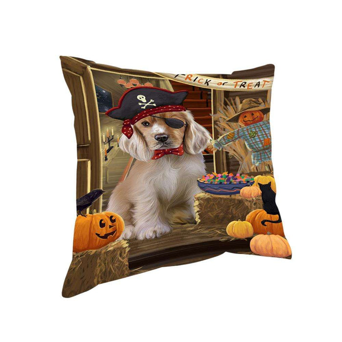 Enter at Own Risk Trick or Treat Halloween Cocker Spaniel Dog Pillow PIL68892