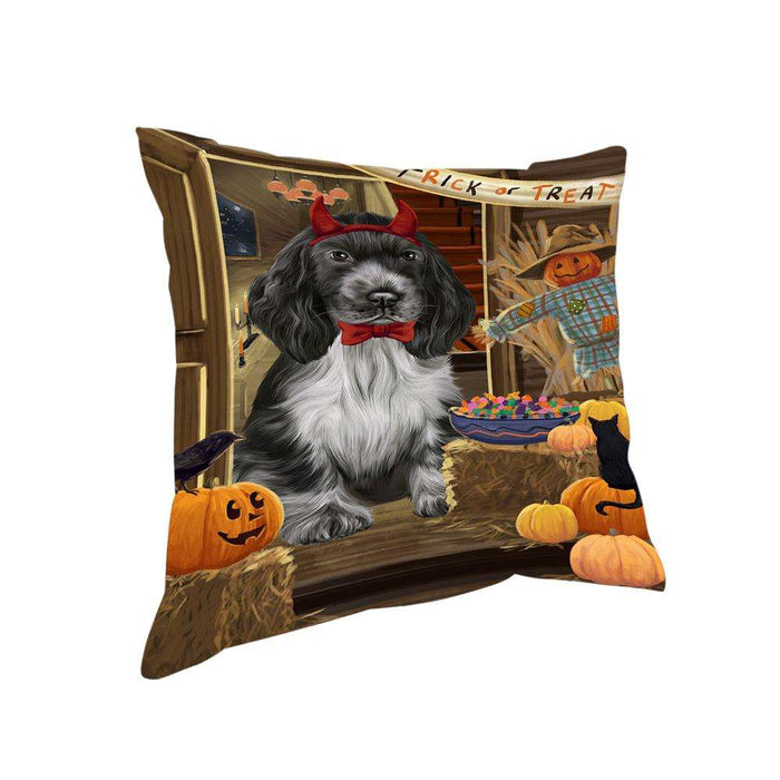 Enter at Own Risk Trick or Treat Halloween Cocker Spaniel Dog Pillow PIL68896