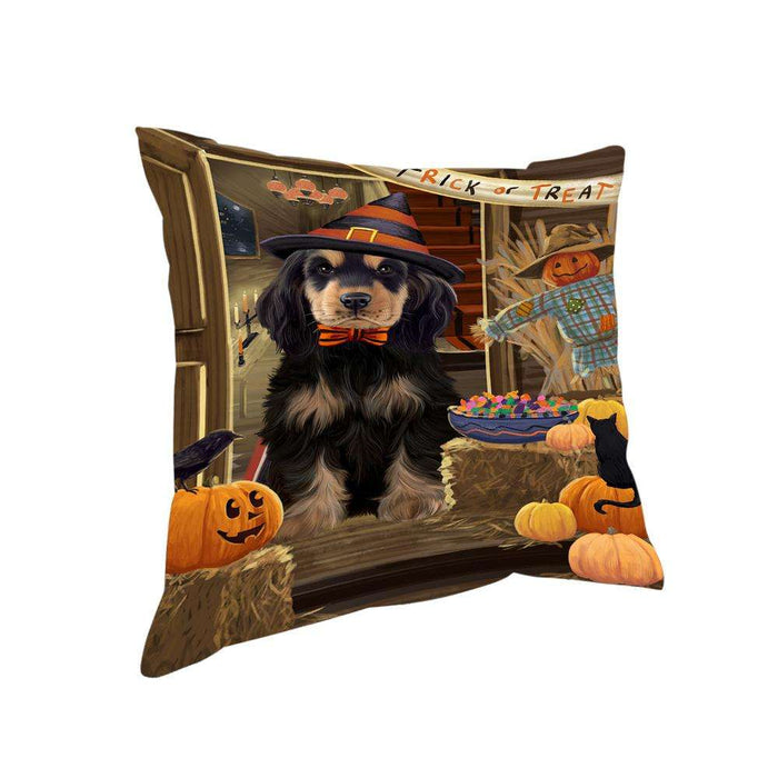 Enter at Own Risk Trick or Treat Halloween Cocker Spaniel Dog Pillow PIL68900
