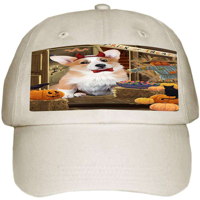 Enter at Own Risk Trick or Treat Halloween Corgi Dog Ball Hat Cap HAT63039