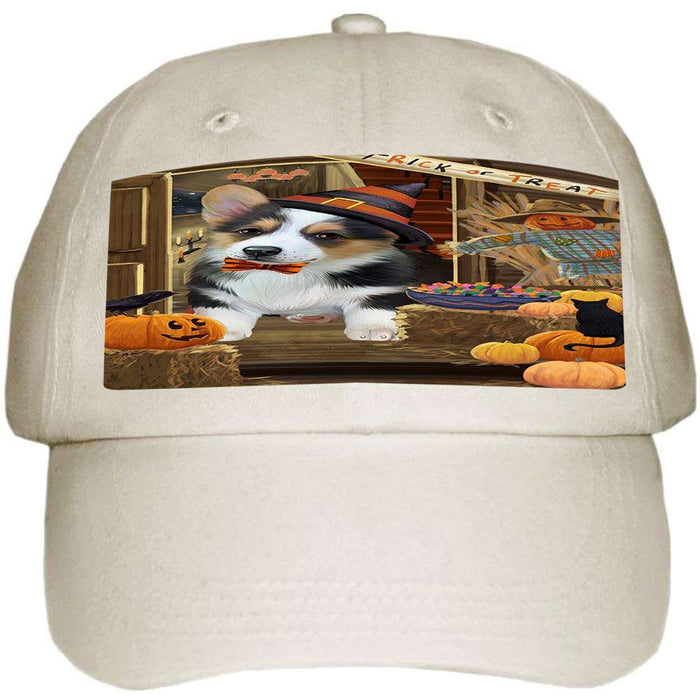 Enter at Own Risk Trick or Treat Halloween Corgi Dog Ball Hat Cap HAT63042