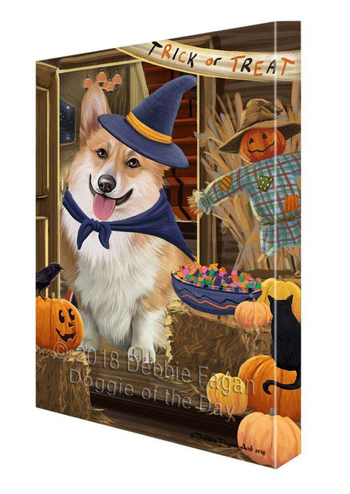Enter at Own Risk Trick or Treat Halloween Corgi Dog Canvas Print Wall Art Décor CVS95741