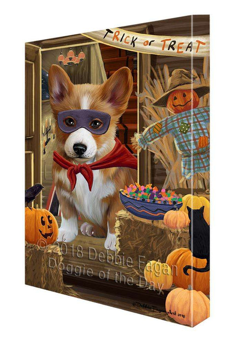 Enter at Own Risk Trick or Treat Halloween Corgi Dog Canvas Print Wall Art Décor CVS95750