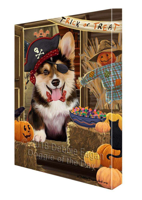 Enter at Own Risk Trick or Treat Halloween Corgi Dog Canvas Print Wall Art Décor CVS95759