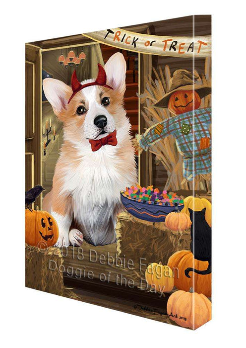 Enter at Own Risk Trick or Treat Halloween Corgi Dog Canvas Print Wall Art Décor CVS95768
