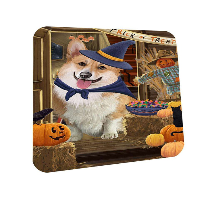 Enter at Own Risk Trick or Treat Halloween Corgi Dog Coasters Set of 4 CST53058