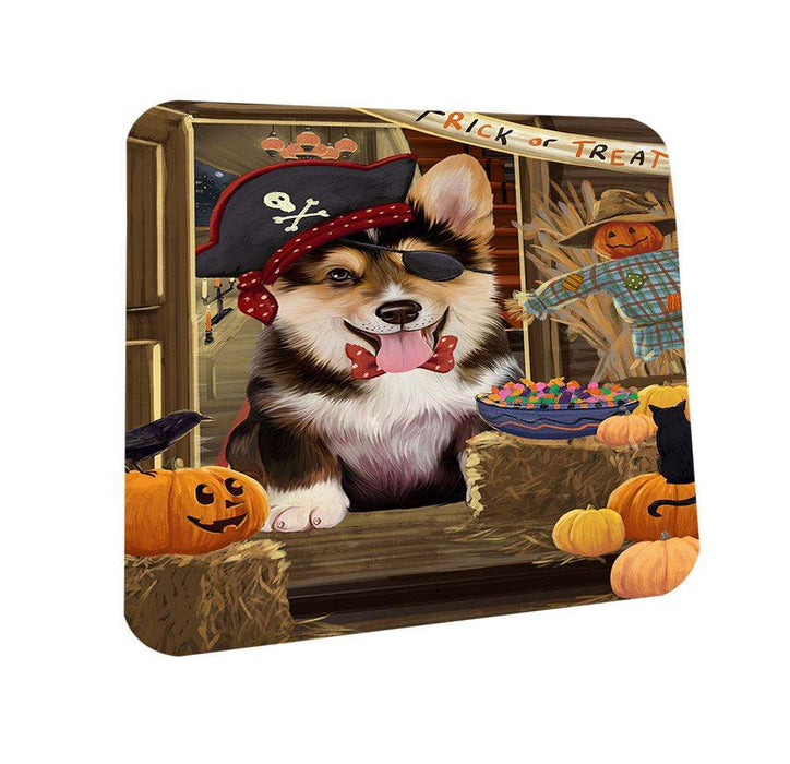 Enter at Own Risk Trick or Treat Halloween Corgi Dog Coasters Set of 4 CST53060