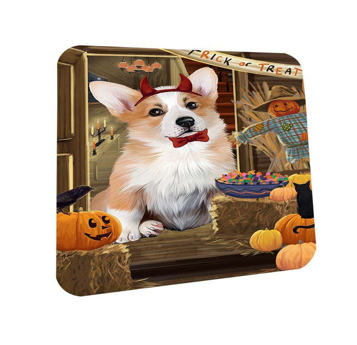 Enter at Own Risk Trick or Treat Halloween Corgi Dog Coasters Set of 4 CST53061