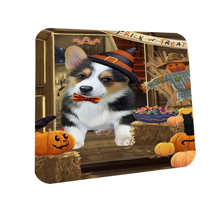 Enter at Own Risk Trick or Treat Halloween Corgi Dog Coasters Set of 4 CST53062