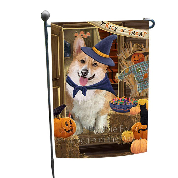 Enter at Own Risk Trick or Treat Halloween Corgi Dog Garden Flag GFLG53161