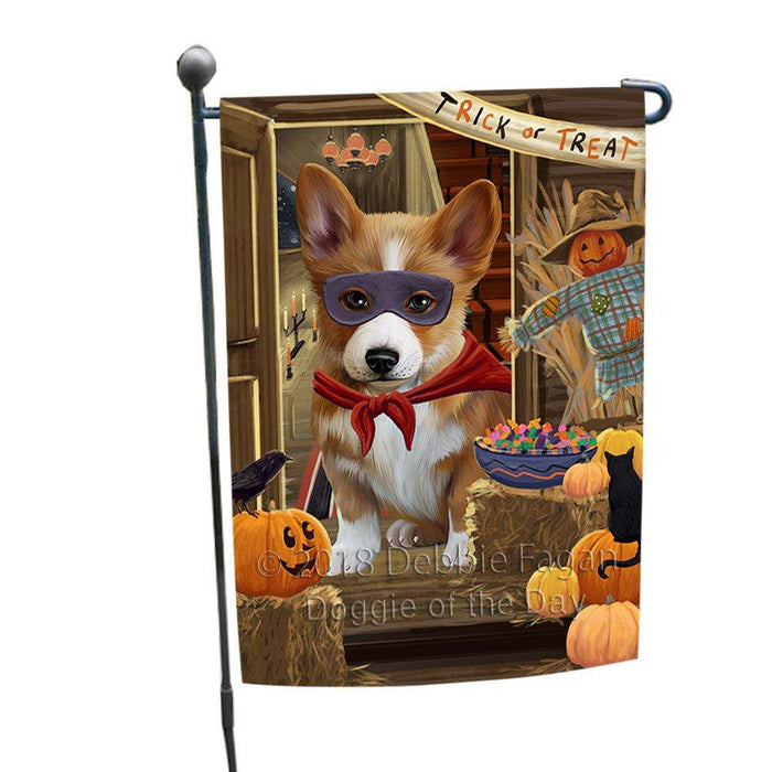 Enter at Own Risk Trick or Treat Halloween Corgi Dog Garden Flag GFLG53162