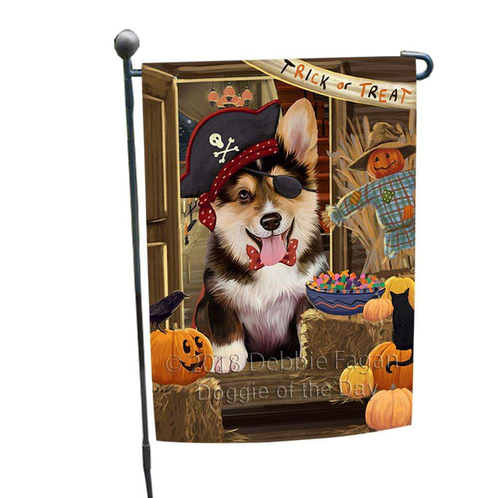 Enter at Own Risk Trick or Treat Halloween Corgi Dog Garden Flag GFLG53163