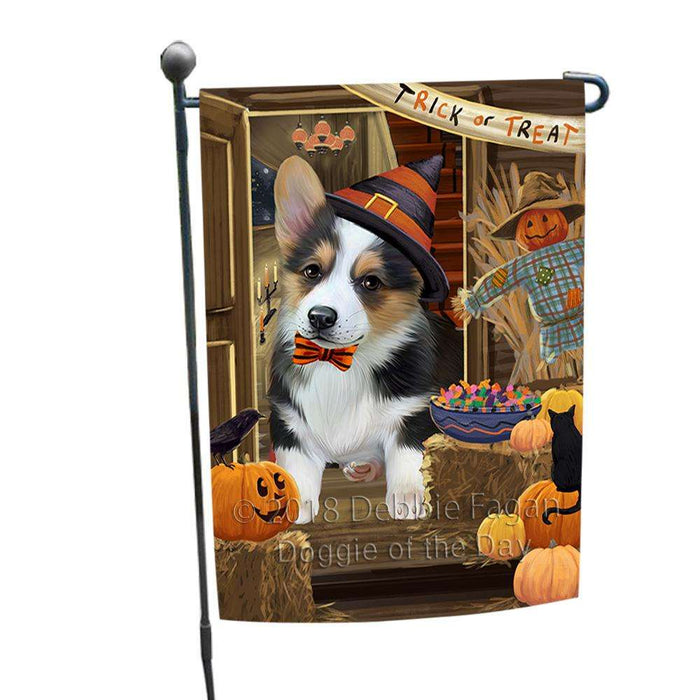 Enter at Own Risk Trick or Treat Halloween Corgi Dog Garden Flag GFLG53165