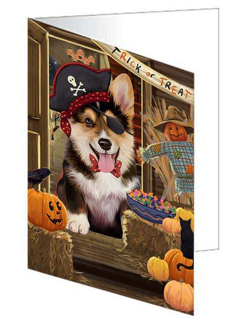 Enter at Own Risk Trick or Treat Halloween Corgi Dog Handmade Artwork Assorted Pets Greeting Cards and Note Cards with Envelopes for All Occasions and Holiday Seasons GCD63332