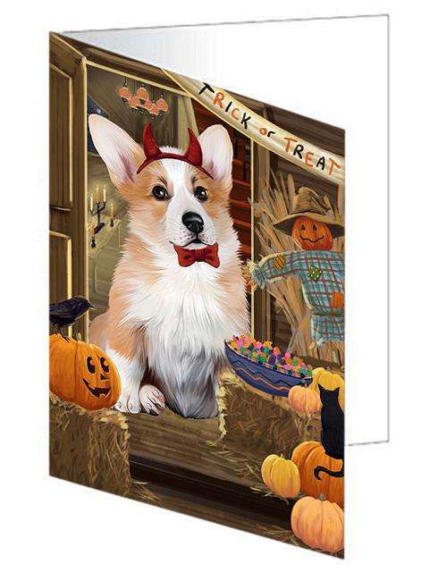 Enter at Own Risk Trick or Treat Halloween Corgi Dog Handmade Artwork Assorted Pets Greeting Cards and Note Cards with Envelopes for All Occasions and Holiday Seasons GCD63335
