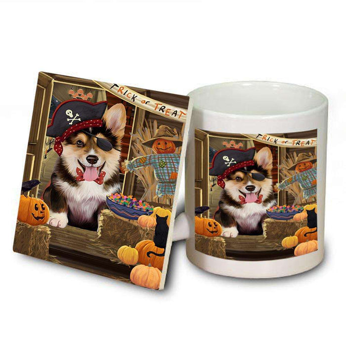 Enter at Own Risk Trick or Treat Halloween Corgi Dog Mug and Coaster Set MUC53093