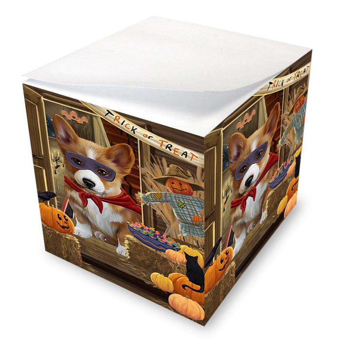 Enter at Own Risk Trick or Treat Halloween Corgi Dog Note Cube NOC53100