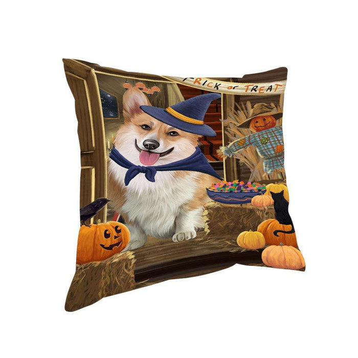 Enter at Own Risk Trick or Treat Halloween Corgi Dog Pillow PIL68904