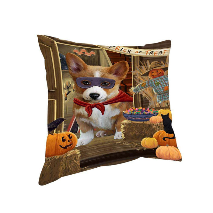 Enter at Own Risk Trick or Treat Halloween Corgi Dog Pillow PIL68908