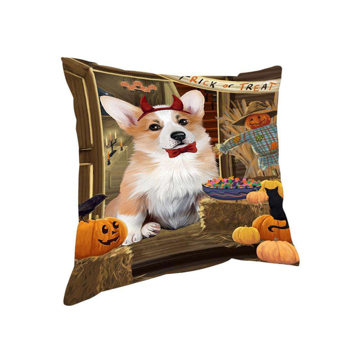 Enter at Own Risk Trick or Treat Halloween Corgi Dog Pillow PIL68916