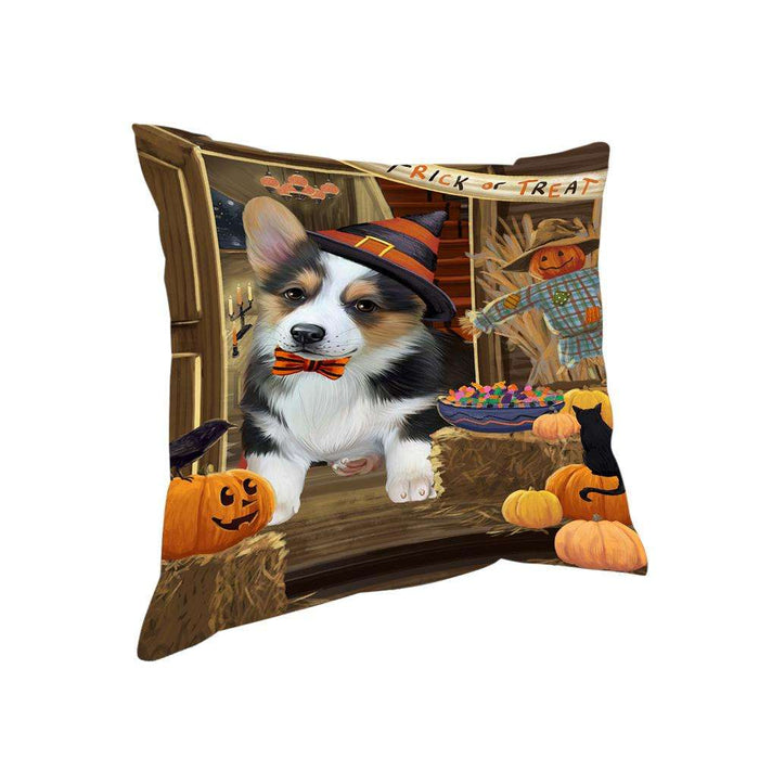 Enter at Own Risk Trick or Treat Halloween Corgi Dog Pillow PIL68920