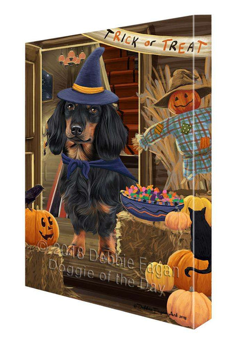 Enter at Own Risk Trick or Treat Halloween Dachshund Dog Canvas Print Wall Art Décor CVS95786