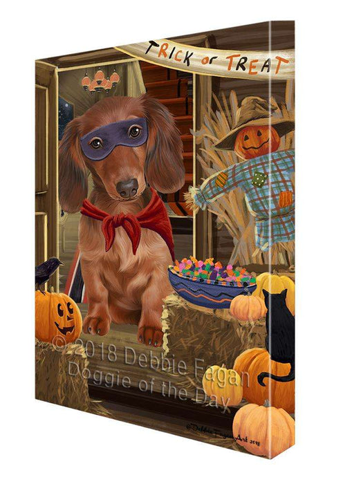 Enter at Own Risk Trick or Treat Halloween Dachshund Dog Canvas Print Wall Art Décor CVS95795