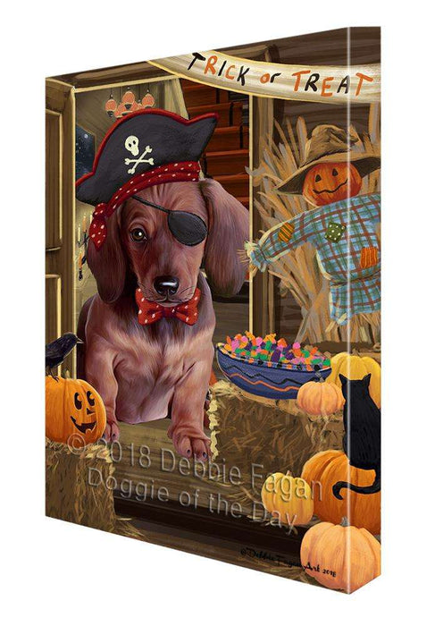 Enter at Own Risk Trick or Treat Halloween Dachshund Dog Canvas Print Wall Art Décor CVS95804