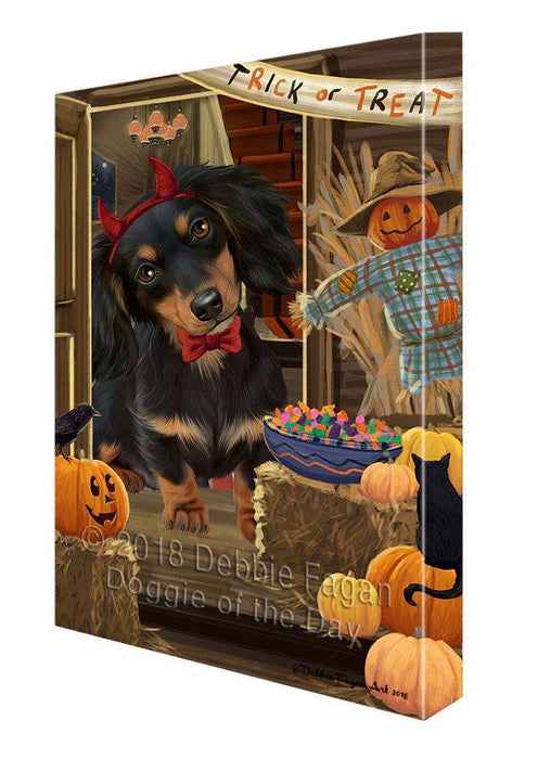 Enter at Own Risk Trick or Treat Halloween Dachshund Dog Canvas Print Wall Art Décor CVS95813