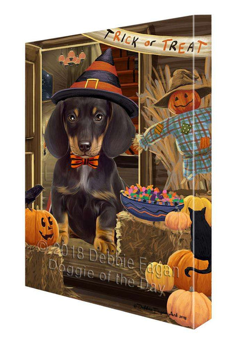 Enter at Own Risk Trick or Treat Halloween Dachshund Dog Canvas Print Wall Art Décor CVS95822