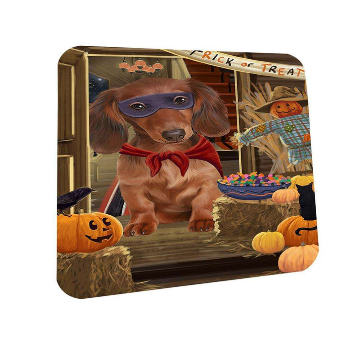 Enter at Own Risk Trick or Treat Halloween Dachshund Dog Coasters Set of 4 CST53064