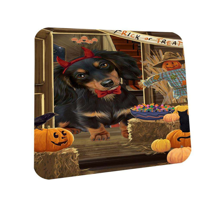 Enter at Own Risk Trick or Treat Halloween Dachshund Dog Coasters Set of 4 CST53066