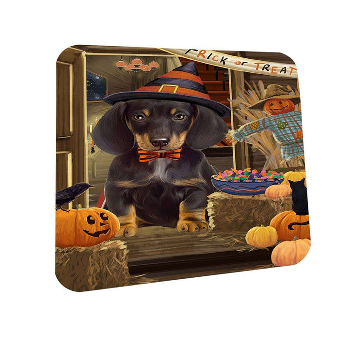 Enter at Own Risk Trick or Treat Halloween Dachshund Dog Coasters Set of 4 CST53067