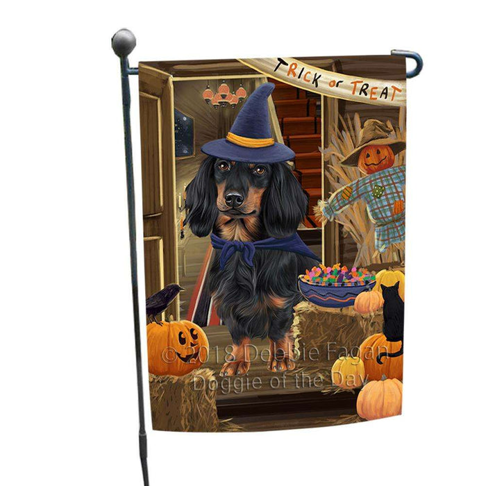 Enter at Own Risk Trick or Treat Halloween Dachshund Dog Garden Flag GFLG53166