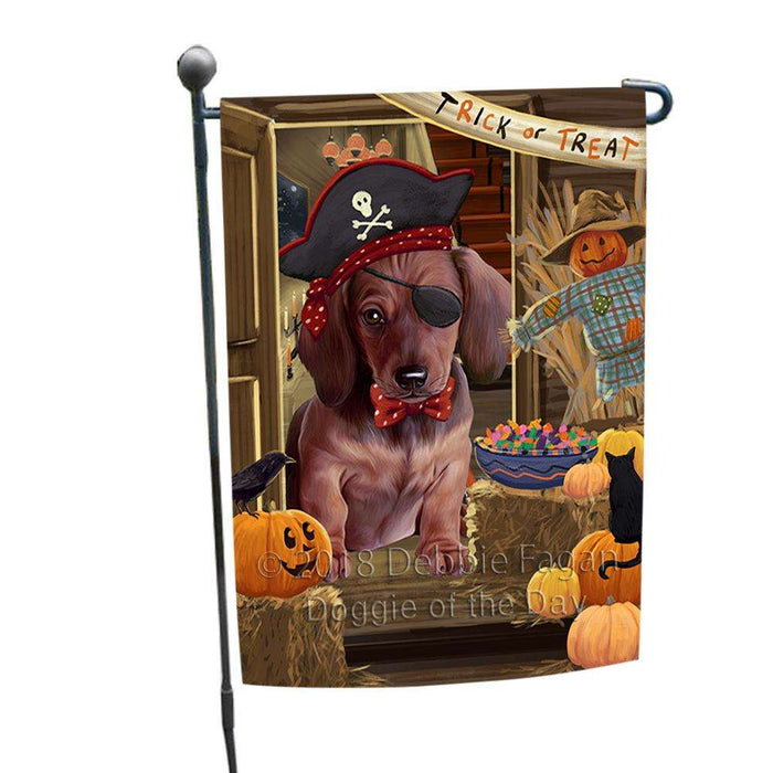 Enter at Own Risk Trick or Treat Halloween Dachshund Dog Garden Flag GFLG53168