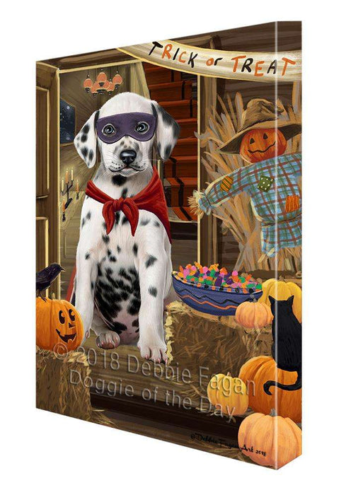 Enter at Own Risk Trick or Treat Halloween Dalmatian Dog Canvas Print Wall Art Décor CVS95840