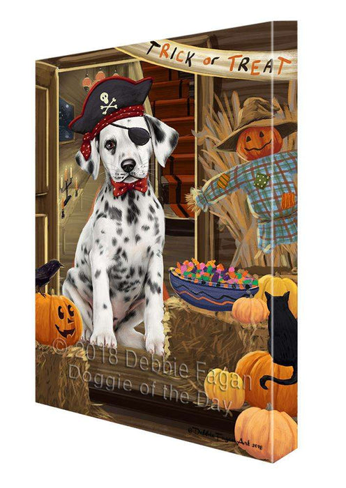 Enter at Own Risk Trick or Treat Halloween Dalmatian Dog Canvas Print Wall Art Décor CVS95849