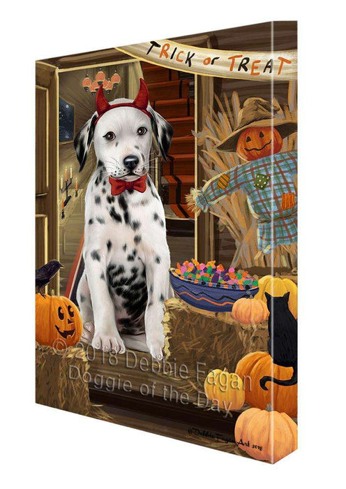 Enter at Own Risk Trick or Treat Halloween Dalmatian Dog Canvas Print Wall Art Décor CVS95858