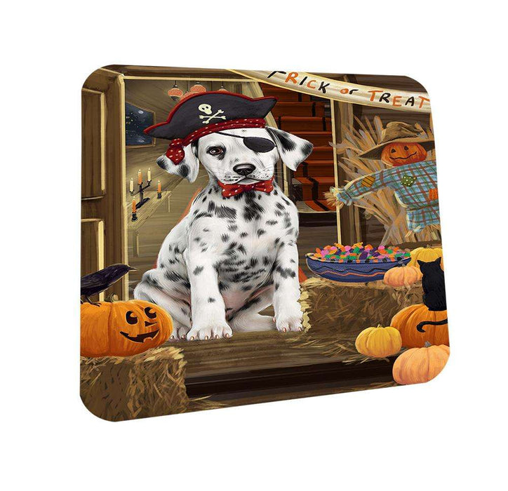 Enter at Own Risk Trick or Treat Halloween Dalmatian Dog Coasters Set of 4 CST53070