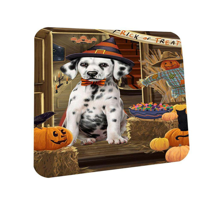 Enter at Own Risk Trick or Treat Halloween Dalmatian Dog Coasters Set of 4 CST53072