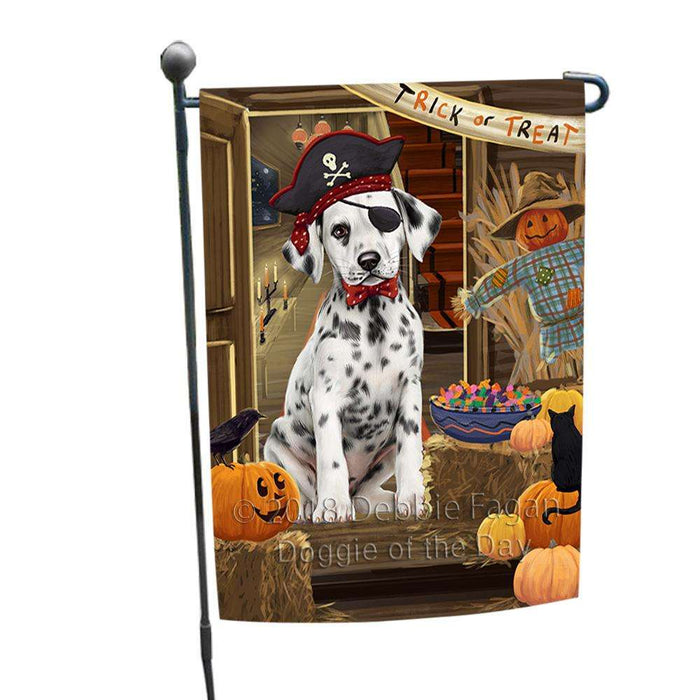 Enter at Own Risk Trick or Treat Halloween Dalmatian Dog Garden Flag GFLG53173