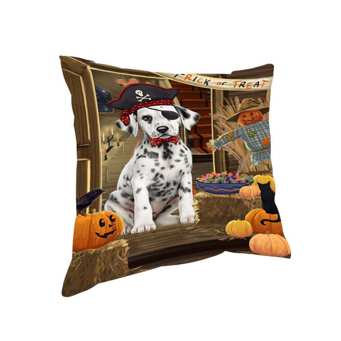Enter at Own Risk Trick or Treat Halloween Dalmatian Dog Pillow PIL68952