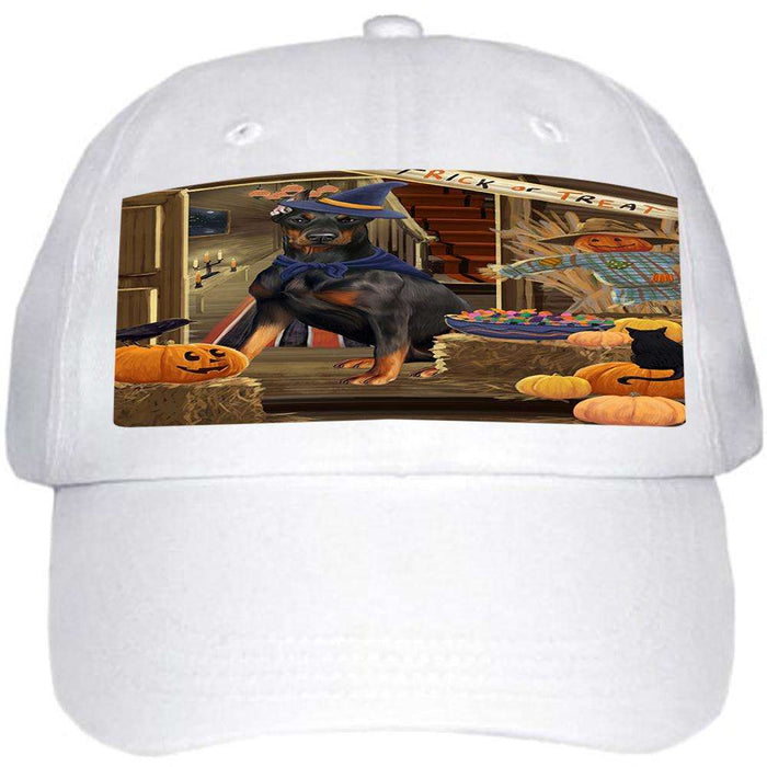 Enter at Own Risk Trick or Treat Halloween Doberman Pinscher Dog Ball Hat Cap HAT63075