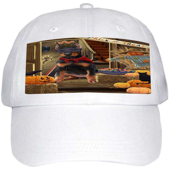 Enter at Own Risk Trick or Treat Halloween Doberman Pinscher Dog Ball Hat Cap HAT63078